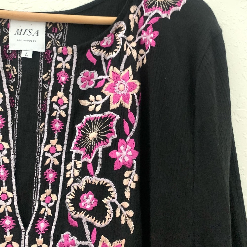 Misa Los Angeles Black Embroidered Dress - Picture 5 of 14